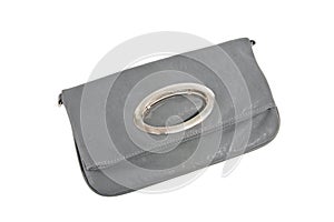 Gray clutch bag. Isolated.