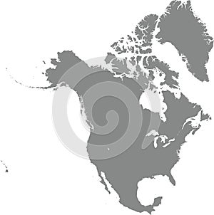 GRAY CMYK color map of NORTH AMERICA