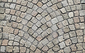 Gray cobblestone with curves, paving stones