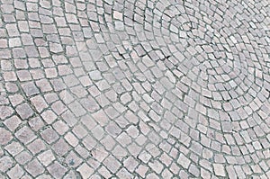 Gray Cobblestone pattern in the street ground bulg