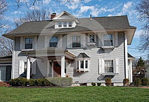 Gray Colonial Type House