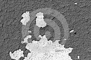 Gray color cracked painted wall pattern.