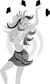 Gray color dancing girl