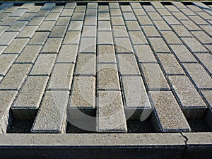 concrete interlocking sidewalk pavement during construction