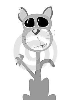 Gray comic art cat with big eys