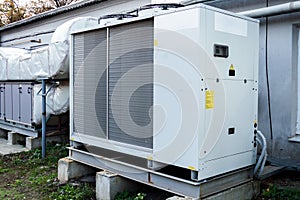 Gray commercial AC unit for central ventilation system