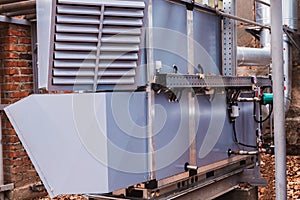 Gray commercial central air handling unit with cooling coil