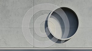 A gray concrete wall with a circular cutout.