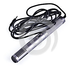 Gray condenser microphone with cable