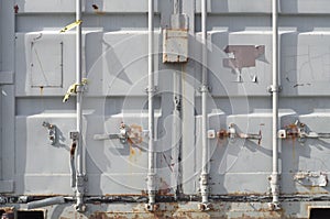 Gray container door shipping cargo metal storage transport