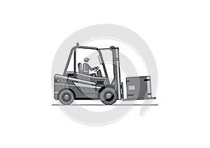 Gray counterbalance forklift.