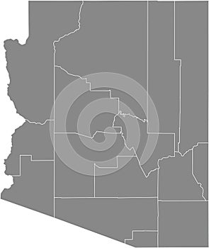 Gray counties map of Arizona, USA