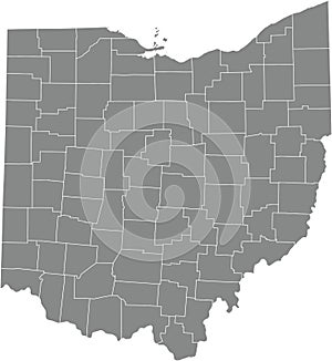 Gray counties map of Ohio, USA