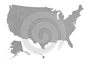 Gray Counties Map of the United States of America