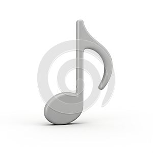 Gray 3D Musical Eighth Note Symbol on White Background musical symbol