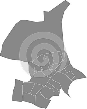 Gray districts map of ARNHEM, NETHERLANDS