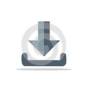 Gray download arrow icon for web and application user interface design