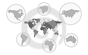 Gray Earth Map. World Map. Wold Map Vector photo