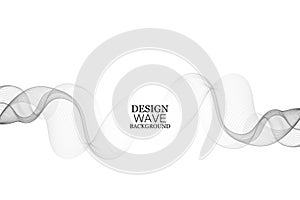 Gray elegant wave on a white background. Smoky vector wavy wave lines. Design element
