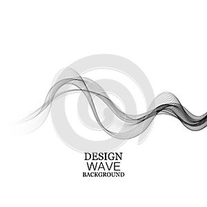 Gray elegant wave on a white background. Smoky vector wavy wave lines. Design element