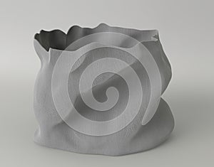 Gray empty raw fabric bag 3d illustration