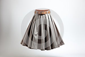 Gray Fabric Highwaisted Skirt On White Background. Generative AI