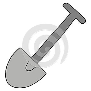 Gray firefighting shovel, doodle style vector element