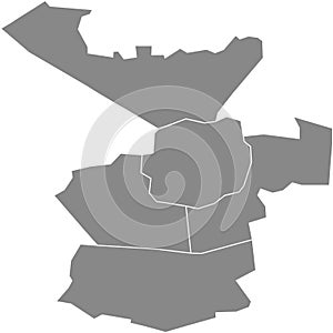 Gray districts map of ENSCHEDE, NETHERLANDS