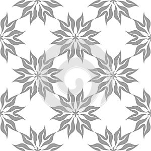 Gray floral seamless pattern on white background