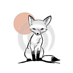 Gray Fox. Gray Fox simple black and white line art vector logo