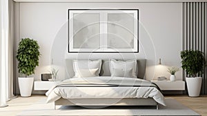 Gray Framed Modern Art Poster For Minimalist Bedroom