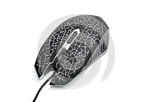 Gray gaming mouse on white background