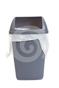 Gray garbage can