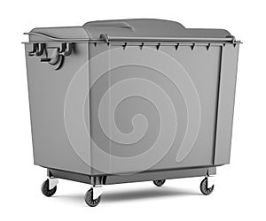 Gray garbage container isolated on white