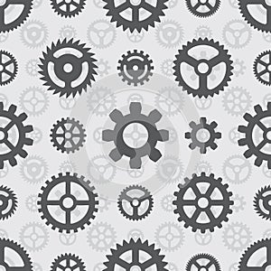 Gray gears seamless pattern