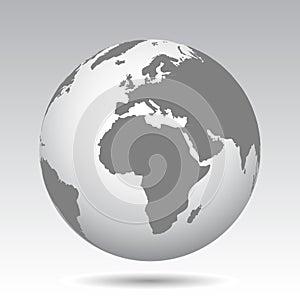 Gray globes with continents - vector