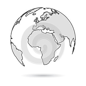 Gray Globes with continents - vector