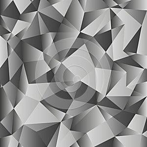 Gray gradient low poly background. Geometric polygonal pattern. Vector