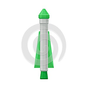 Gray with green rocket. Vector illustration on a white background.