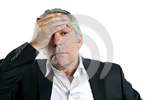 Gray hair sad worried senior businessman expertise