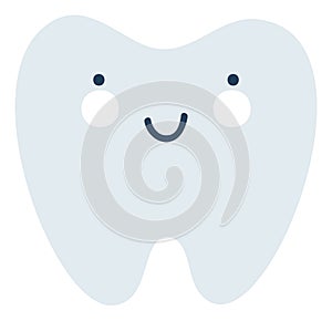 Gray happy tooth Emoji Icon. Cute tooth character. Object Medicine Symbol flat Vector Art. Cartoon element for dental