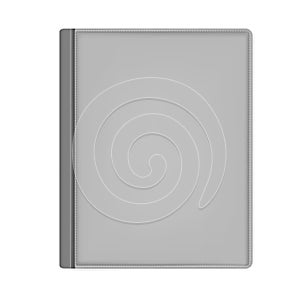 Gray hardcover leather notebook front cover top view, mockup