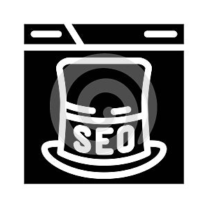 gray hat seo glyph icon vector illustration