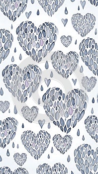 Gray Heart Pattern on White Background