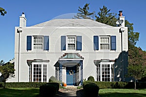 Gray House with Blue Accents