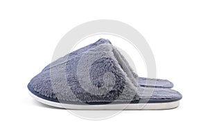 Gray house slippers isolated on white background.