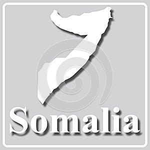 Gray icon with white silhouette of a map Somalia