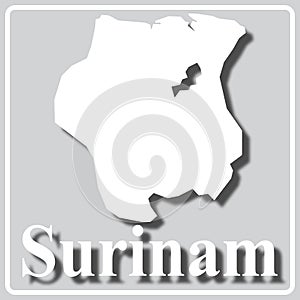 Gray icon with white silhouette of a map Surinam