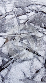 Gray Icy crust with white snow texture.