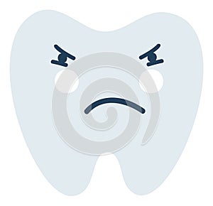 Gray jealous tooth Emoji Icon. Cute tooth character. Object Medicine Symbol flat Vector Art. Cartoon element for dental